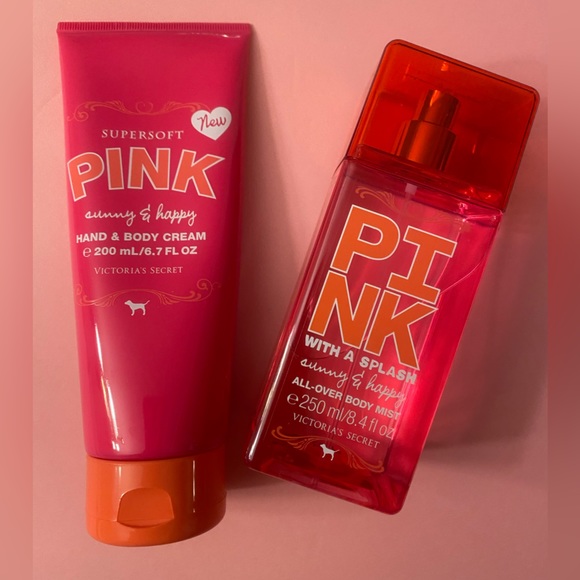 VS Pink With A Splash Sunny & Happy Body 8.4oz & hand & body lotion 6.7 oz